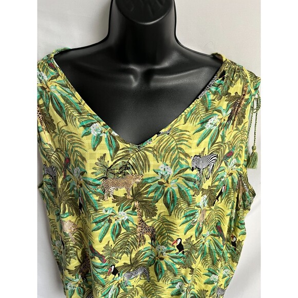 Jane and Delancey Novelty Print Top Birds Animals Sleeveless Shirt sze XL V Neck - Picture 3 of 12